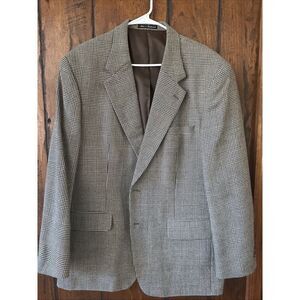 Mens Savile Row Jacket Brown‎ Herringbone 100% Wool Blazer Pockets Woolmark 44R